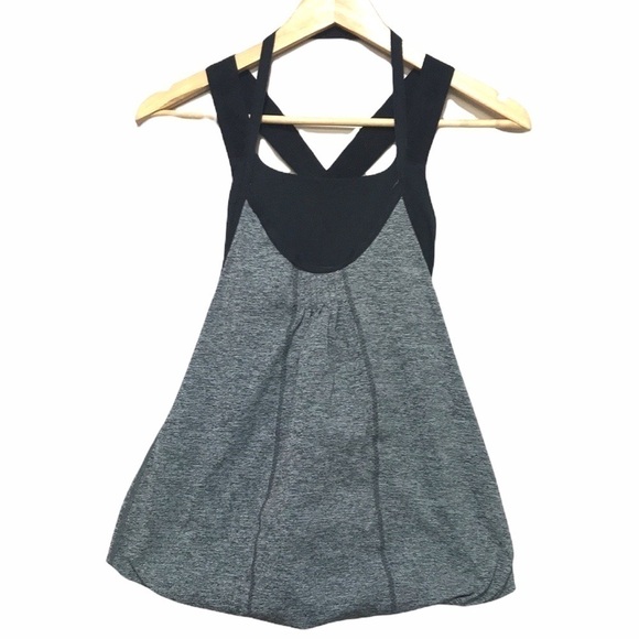 LULULEMON Awareness double layer bubble tank gray black 2 - Picture 3 of 13